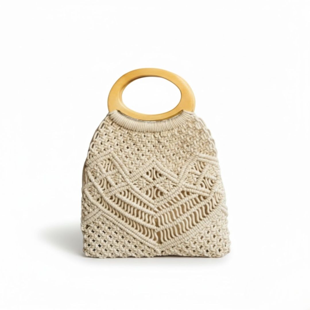 Knotted Macrame Pine Tote for Sustainable Fashion